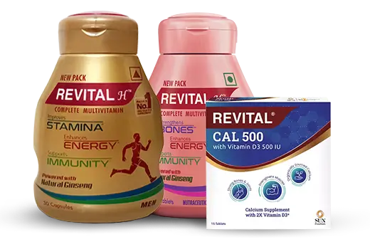 Revital packshot collage